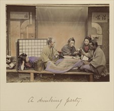 A Drinking Party; Shinichi Suzuki, Japanese, 1835 - 1919, Japan; about 1873 - 1883; Hand-colored Albumen silver print