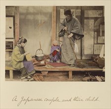 A Japanese Couple and Their Child; Shinichi Suzuki, Japanese, 1835 - 1919, Japan; about 1873 - 1883; Hand-colored Albumen