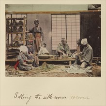 Selling the Silk-worm Cocoons; Shinichi Suzuki, Japanese, 1835 - 1919, Japan; about 1873 - 1883; Hand-colored Albumen silver