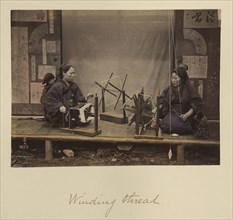 Winding Thread; Shinichi Suzuki, Japanese, 1835 - 1919, Japan; about 1873 - 1883; Hand-colored Albumen silver print