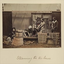 Steaming the Tea Leaves; Shinichi Suzuki, Japanese, 1835 - 1919, Japan; about 1873 - 1883; Hand-colored Albumen silver print