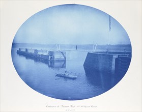 Entrance to Guard Lock, D.M. Rapids Canal, Low Water; Henry P. Bosse, American, 1844 - 1903, 1889; Cyanotype; 26.5 x 33.3 cm