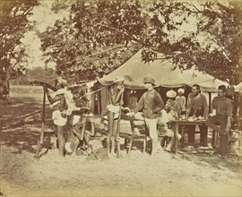 Conversation in Hunting Camp; Colonel William Willoughby Hooper, British, 1837 - 1912, India; about 1870; Albumen silver print