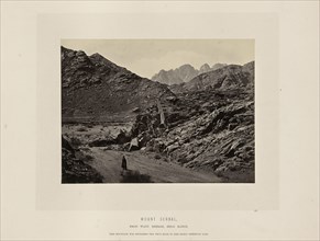 Mount Serbal, From Wady Sherah, Sinai Range; Francis Frith, English, 1822 - 1898, Sinai Peninsula, Egypt; about 1865; Albumen