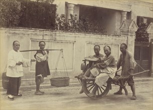 Passenger Wheelbarrow, Shanghai; Attributed to John Thomson, Scottish, 1837 - 1921, Shanghai, Kiangsu, China; 1870s - 1890s