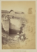 Bailing water in time of drought; Oscar Mallitte, British, about 1829 - 1905, active Allahabad, India 1870s, Allahabad, India