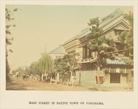 Main Street in Native Town of Yokohama; Kazumasa Ogawa, Japanese, 1860 - 1929, 1897; Hand-colored Albumen silver print