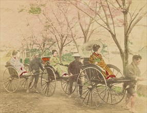Jinrikishas; Kazumasa Ogawa, Japanese, 1860 - 1929, 1897; Hand-colored Albumen silver print