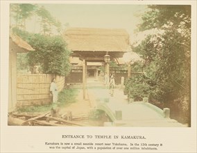 Entrance to Temple in Kamakura; Kazumasa Ogawa, Japanese, 1860 - 1929, 1897; Hand-colored Albumen silver print