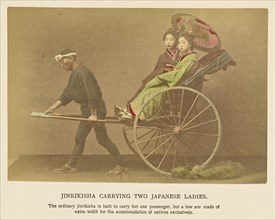 Jinrikisha Carrying Two Japanese Ladies; Kazumasa Ogawa, Japanese, 1860 - 1929, 1897; Hand-colored Albumen silver print