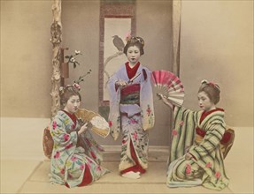Dancing Girls; Kazumasa Ogawa, Japanese, 1860 - 1929, 1897; Hand-colored Albumen silver print