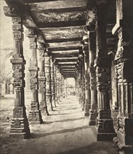 Delhi; The Kutub Minar, Interior view of the Northern Colonnade; Samuel Bourne, English, 1834 - 1912, London, England; negative