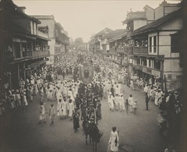 Lord Tawhurst's Arrival Procession through Lord Harris Road; India; 1886 - 1889; Platinum print; 19.7 x 24.5 cm