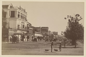 Esplanada Row, Looking Towards Dharamtala, Calcutta; Lala Deen Dayal, Indian, 1844 - 1905, India; 1886; Albumen silver print