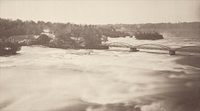 Lower American Rapids, Bath Island Paper Mill and Goat Island Bridge; George Barker, American, 1844 - 1894, Albany, New York