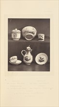 Coffee pot, sugar pot, cups and saucers; William Chaffers, English, 1811 - 1892, London, England, Europe; 1871; Woodburytype