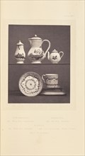 Tea pot, milk pots, cup, and saucer; William Chaffers, English, 1811 - 1892, London, England, Europe; 1871; Woodburytype