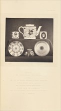 Tea pot with cups and saucers; William Chaffers, English, 1811 - 1892, London, England, Europe; 1871; Woodburytype