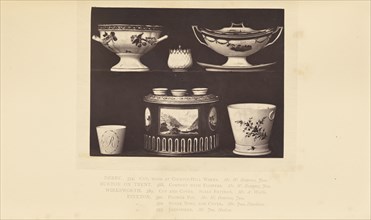 Comports, cups, sugar bowl, and flower pot; William Chaffers, English, 1811 - 1892, London, England, Europe; 1871; Woodburytype