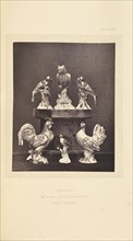 Six bird figurines; William Chaffers, English, 1811 - 1892, London, England, Europe; 1871; Woodburytype; 12.5 x 10 cm