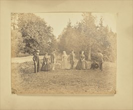Group portrait with croquet mallets; Possibly Alfred Booth, English, 1834 - 1914, and Thomas E. Jevons American, born England