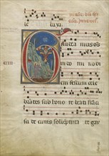 Leaf from a gradual; Attributed to Rinaldo da Siena, Italian, active 1270s, Siena, Italy; about 1275; Tempera colors, gold leaf