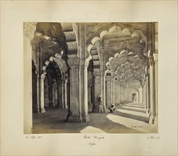 Agra; Interior of the Motee Musjid, showing the marble Saracenic arches and pillars; Samuel Bourne, English, 1834 - 1912, Ä€gra