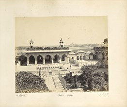 Agra; The Fort, the Palace of Akbar with the Taj in the distance; Samuel Bourne, English, 1834 - 1912, Ä€gra, Uttar Pradesh