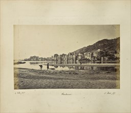 Hurdwar, from the opposite bank of the Ganges; Samuel Bourne, English, 1834 - 1912, HaridwÄr, Uttarakhand, India, Asia