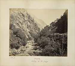 View on the Ganges at Dangully, looking up the River; Samuel Bourne, English, 1834 - 1912, Dhangal, Uttarakhand, India, Asia