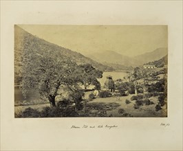Bheem Tal; Picturesque View of Trees, Temple and the Lake; Samuel Bourne, English, 1834 - 1912, BhÄ«m TÄl, Uttarakhand, India