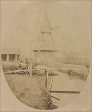 Painter in Hat at Easel Painting a Windmill; French, Louis Désiré Blanquart-Evrard, French, 1802 - 1872, Lille, France; 1853