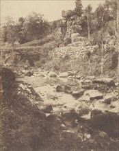 Shallow Stream with Rocks and Stone Bridge; French, Louis Désiré Blanquart-Evrard, French, 1802 - 1872, Lille, France; 1853