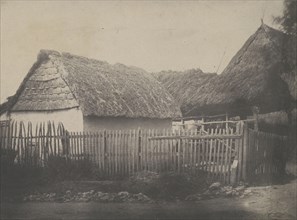 Thatched-roof Building with Border Fence; French, Louis Désiré Blanquart-Evrard, French, 1802 - 1872, Lille, France; 1853
