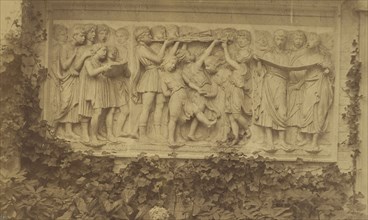 Bas-relief in Marble on Garden Wall with Ivy-vine Border; French, Louis Désiré Blanquart-Evrard, French, 1802 - 1872, Lille