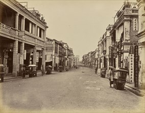 Queen's Road looking west, Hong Kong; Unknown maker; Hong Kong, China; 1870 - 1880; Albumen silver print