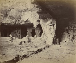 Caves of Elephanta, Bombay; Bombay, India; about 1863 - 1874; Albumen silver print