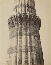 Carving on the First Gallery of the Kútub Minar; Samuel Bourne, English, 1834 - 1912, Delhi, India; about 1866; Albumen silver