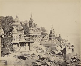 The Burning Ghât, Benares; Samuel Bourne, English, 1834 - 1912, Varanasi, India; 1866; Albumen silver print