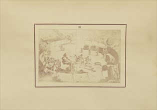 Wild Boars in an Enclosure; Nikolaas Henneman, British, 1813 - 1893, London, England; 1847; Salted paper print; 4.8 × 7.3 cm