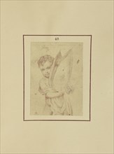 Cherub with a Mitre; Nikolaas Henneman, British, 1813 - 1893, London, England; 1847; Salted paper print; 5.1 × 3.5 cm