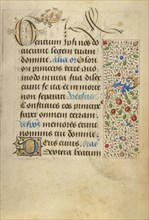 Decorated Text Page; Nicolas Spierinc, Flemish, active 1455 - 1499, Ghent, written, Belgium; 1469; Tempera colors, gold leaf