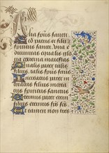 Decorated Text Page; Ghent, written, Belgium; 1469; Tempera colors, gold leaf, gold paint, silver paint, and ink on parchment