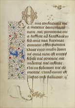 Decorated Text Page; Ghent, written, Belgium; 1469; Tempera colors, gold leaf, gold paint, silver paint, and ink on parchment