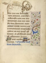 Decorated Text Page; Ghent, written, Belgium; 1469; Tempera colors, gold leaf, gold paint, silver paint, and ink on parchment