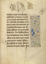 Decorated Text Page; Ghent, written, Belgium; 1469; Tempera colors, gold leaf, gold paint, silver paint, and ink on parchment