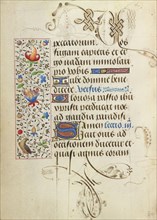 Decorated Text Page; Ghent, written, Belgium; about 1471; Tempera colors, gold leaf, gold paint, silver paint, and ink
