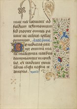 Decorated Text Page; Ghent, written, Belgium; about 1471; Tempera colors, gold leaf, gold paint, silver paint, and ink