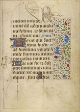 Decorated Text Page; Nicolas Spierinc, Flemish, active 1455 - 1499, Ghent, written, Belgium; about 1471; Tempera colors, gold