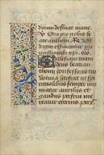Decorated Text Page; Rouen, France; about 1480–1490; Tempera colors, gold leaf, gold paint, silver paint, and ink on parchment
